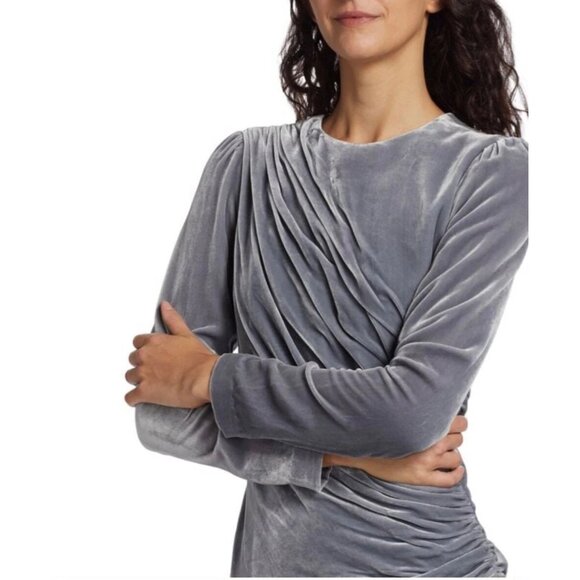 CINQ À SEPT Rebeka Gathered Velvet Mini Dress Size 0 - 41623 - Picture 3 of 12